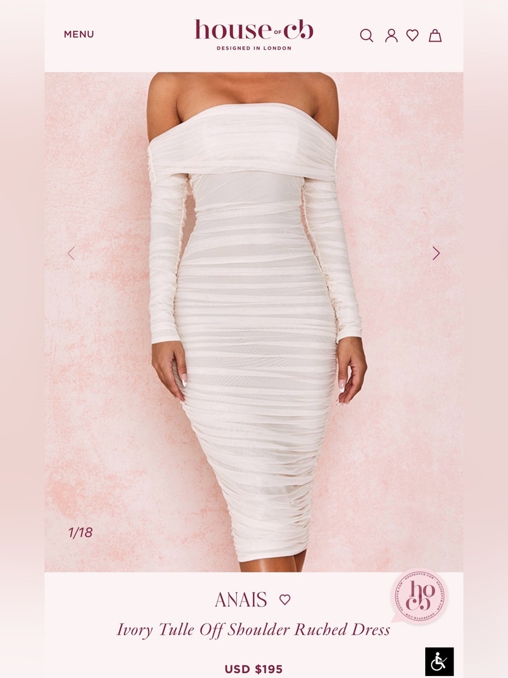 HOUSE OF CB “Anais” Ivory Ruched Tulle Dress BNWT CURRENTLY RETAILS $195 USD - Picture 6 of 6